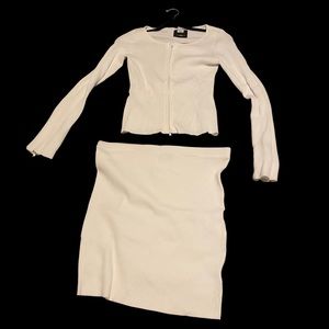 Fashion Nova ribbed White skirt set